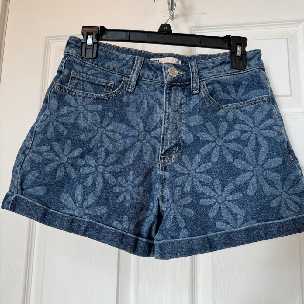 SO Blue Floral High Waist Women's Shorts